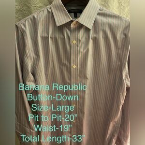 Banana Republic Womens Button-Down Shirt - Pink and Light Blue Stripes